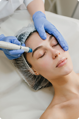 girl getting face treatment from a specialist